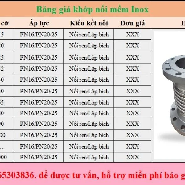 Báo giá khớp nối mềm inox