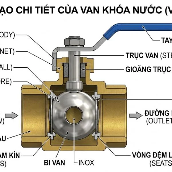 Cấu tạo của van khóa nước và nguyên lý hoạt động chi tiết