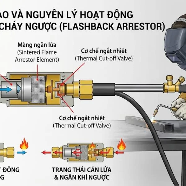 Van chống cháy ngược khí gas chính hãng, bảo vệ an toàn hệ thống hàn cắt