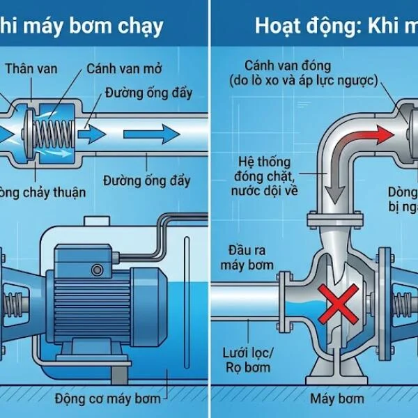 Van một chiều máy bơm chính hãng, bảo vệ hệ thống hiệu quả