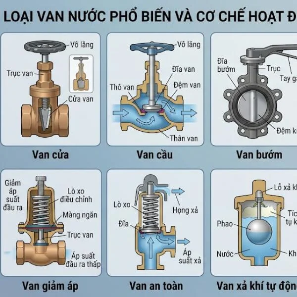Types of Water Valve là gì? Tổng hợp các loại van nước phổ biến hiện nay