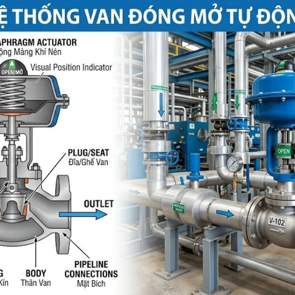 Van đóng mở tự động là gì? Cấu tạo, phân loại và ứng dụng thực tế