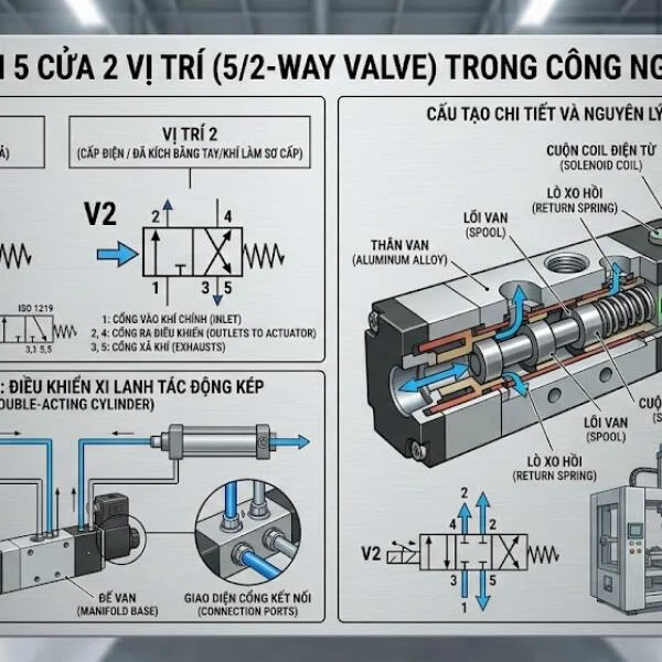 Van 5 cửa 2 vị trí là gì? Cấu tạo, nguyên lý và ứng dụng