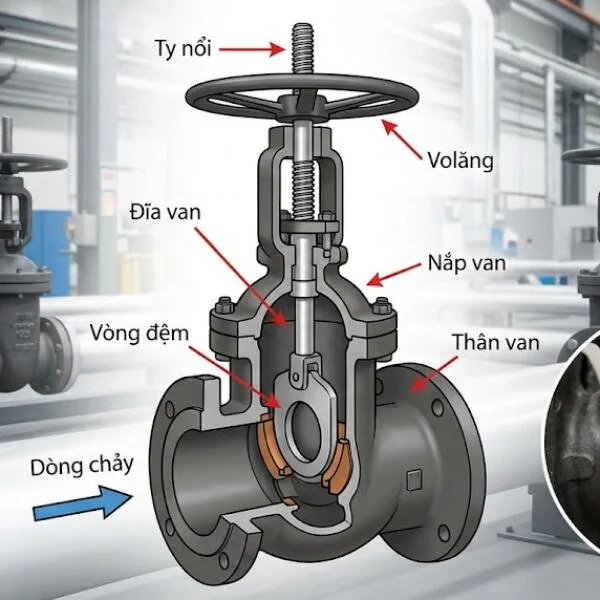 Van cổng ty nổi là gì? Cấu tạo, nguyên lý, ưu điểm và ứng dụng