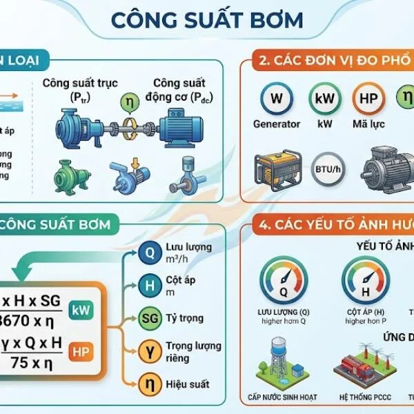 Công suất bơm: Cách tính, công thức và cách chọn công suất máy bơm