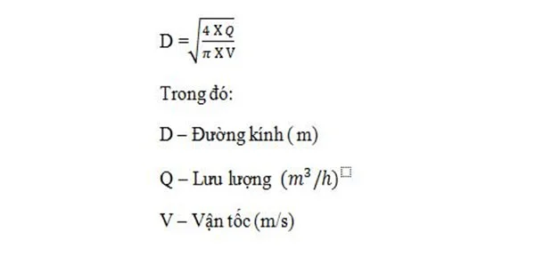 Công thức xác định đường kính ống dẫn nước
