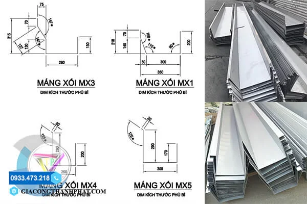 Máng xối inox được thiết kế với hình dạng và kích thước linh hoạt