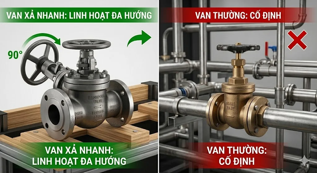So sánh van xả nhanh và van xả chậm