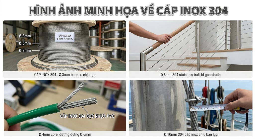 Cáp inox 304 giá bao nhiêu? Bảng giá chi tiết hiện nay
