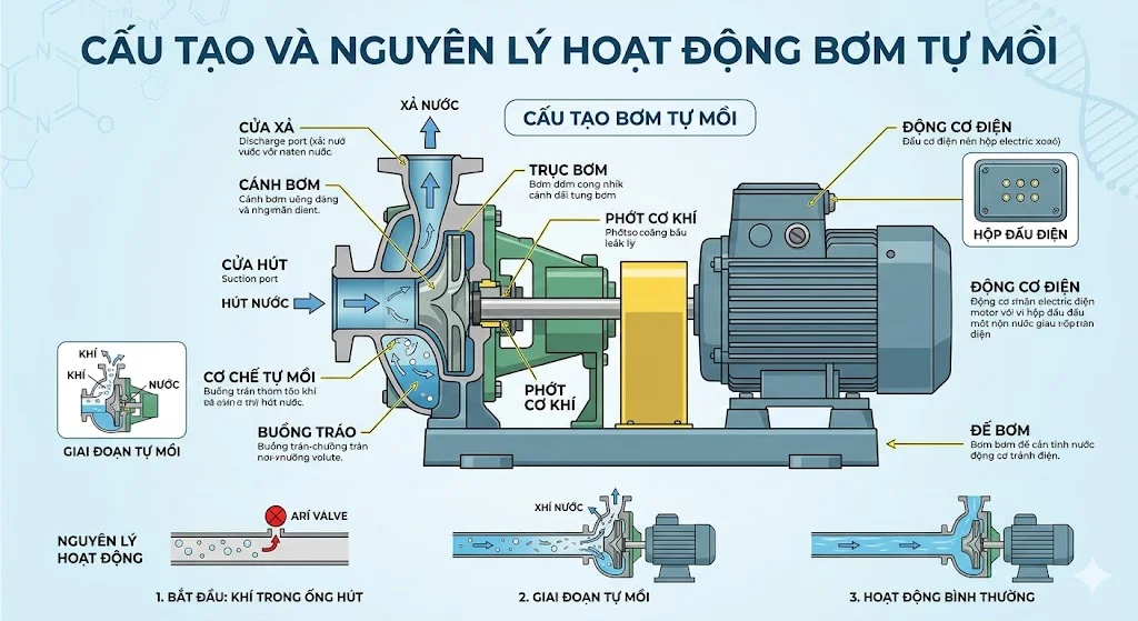 Cấu tạo và nguyên lý hoạt động của self prim pump
