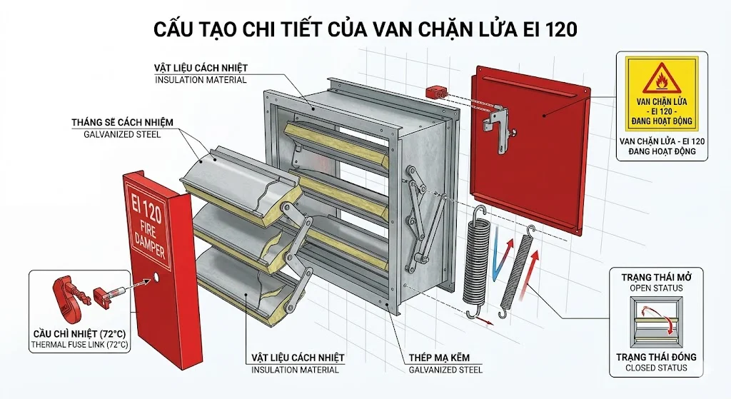 Cấu tạo và nguyên lý hoạt động của van chặn lửa