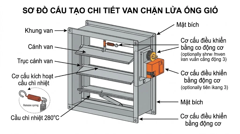 Cấu tạo và nguyên lý hoạt động của van chặn lửa ống 