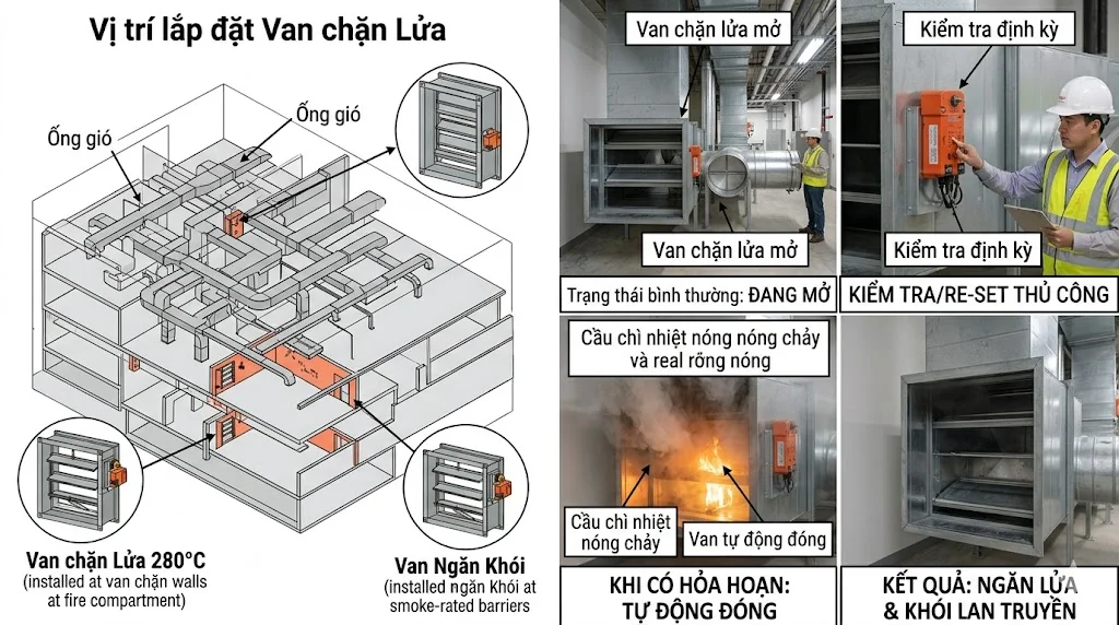 Ứng dụng thực tế của van chặn lửa ống 