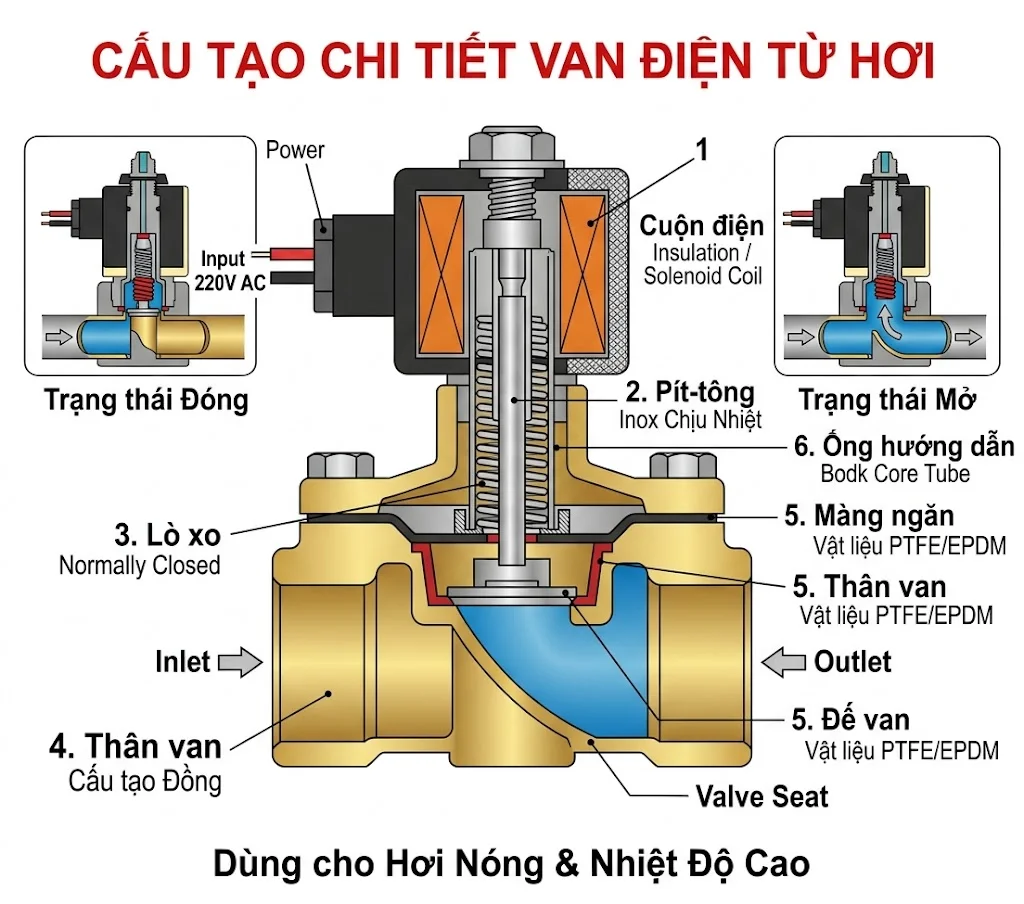 Cấu tạo và nguyên lý hoạt động của van điện từ