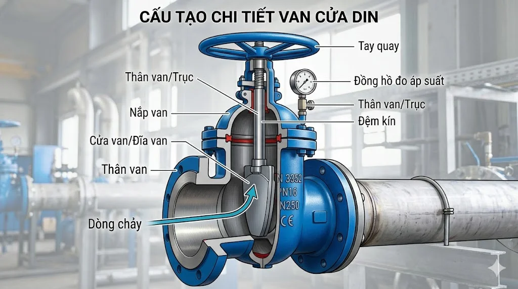 Cấu tạo DIN gate valve
