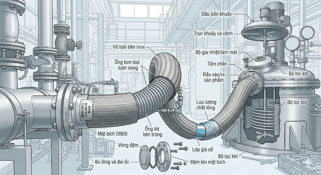 Flexible DN50 và ứng dụng thực tế