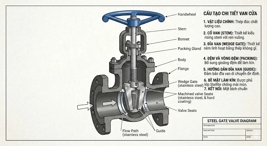 Các loại gate valve steel phổ biến