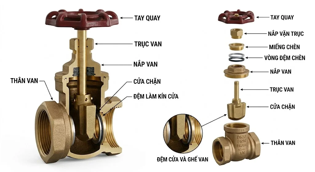Cấu tạo van cổng DN 32