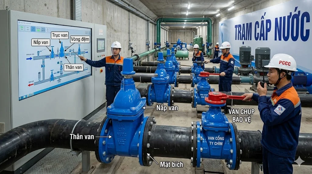 Cách chọn van cổng ti chìm nắp chụp đúng kỹ thuật