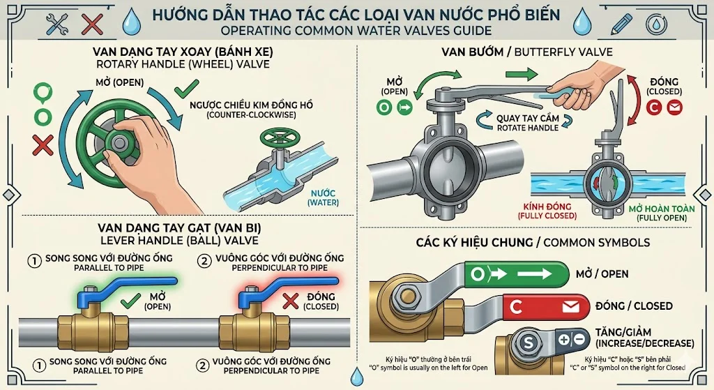 Quy tắc chung van mở theo chiều nào