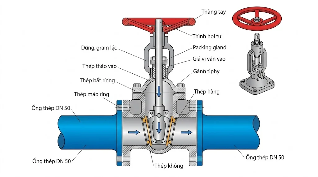 Các loại Gate Valve DN 50 phổ biến
