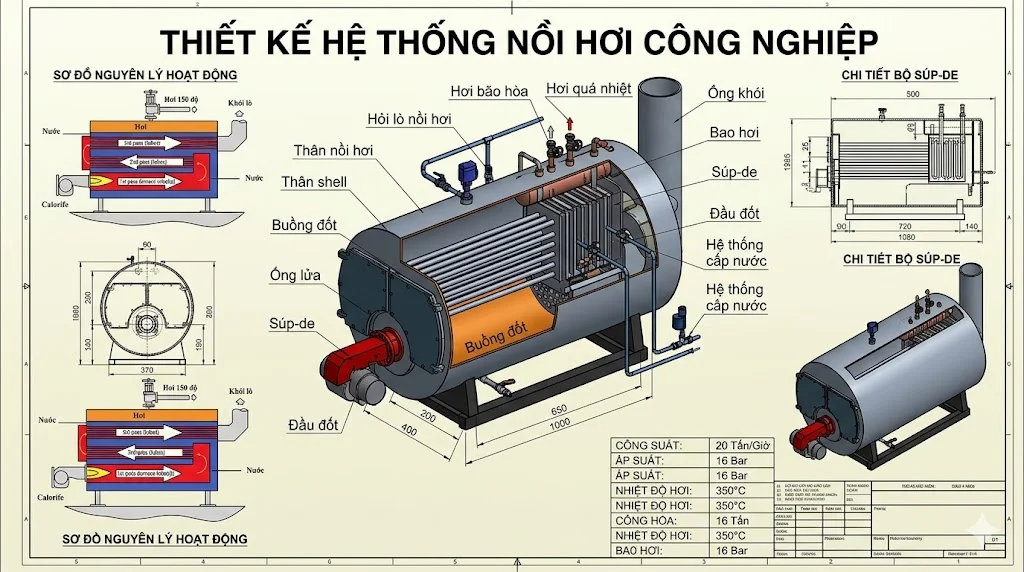 Khái niệm Thiết kế về nồi hơi và đặc điểm nổi bật