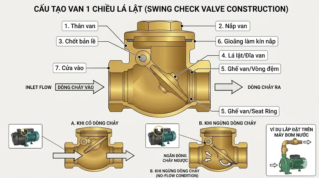 Tại sao máy bơm nước cần lắp van 1 chiều