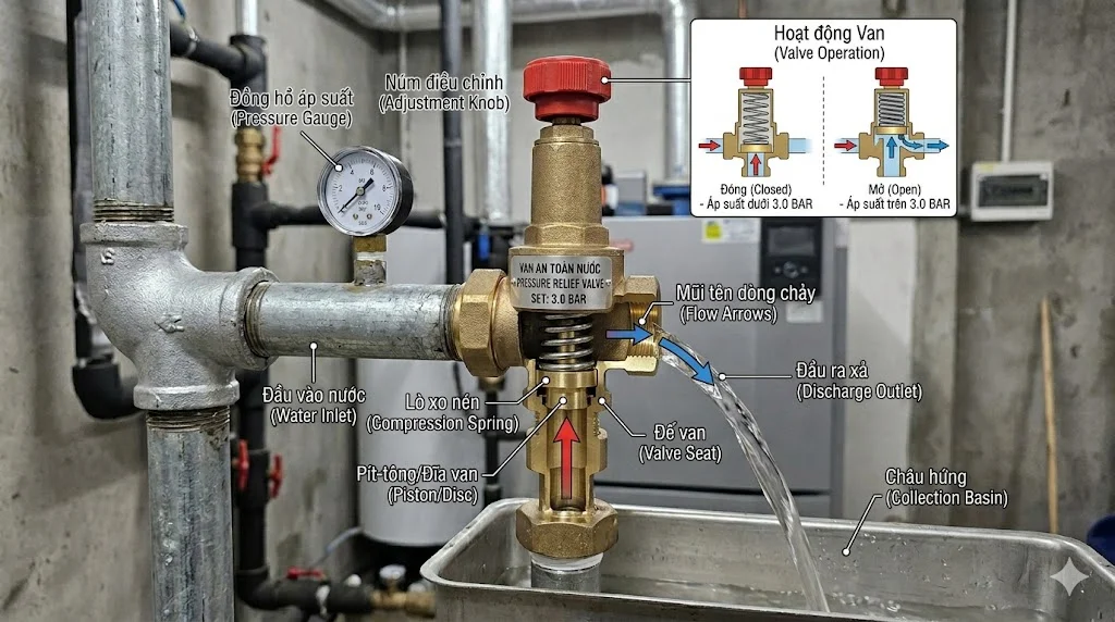 Các loại van an toàn nước phổ biến