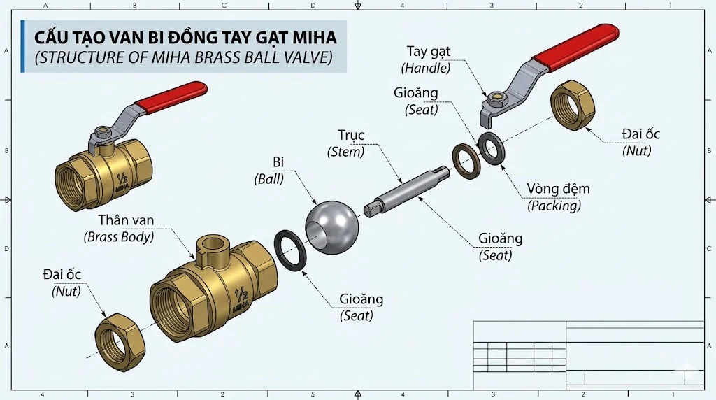Các loại Van bi đồng tay gạt phổ biến