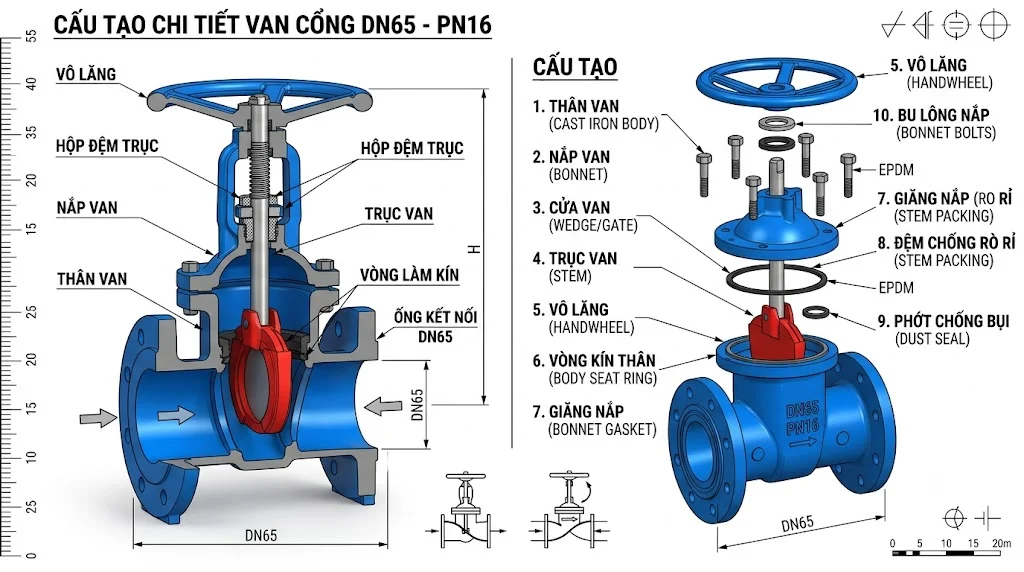 Ưu điểm của Van cổng DN 65