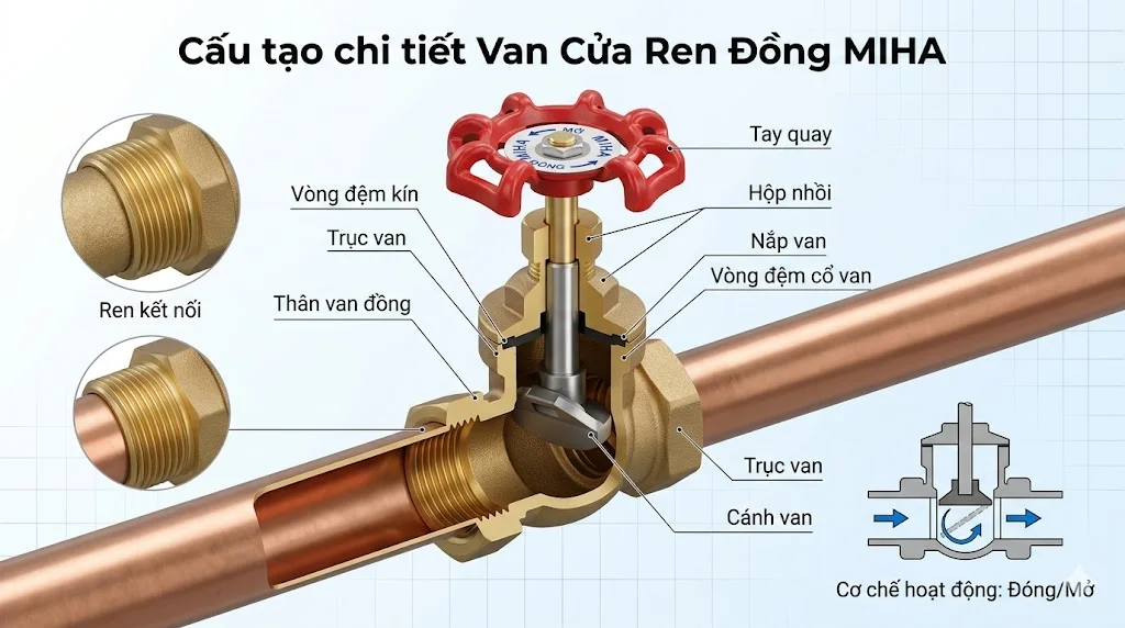 Cấu tạo của Van cửa ren