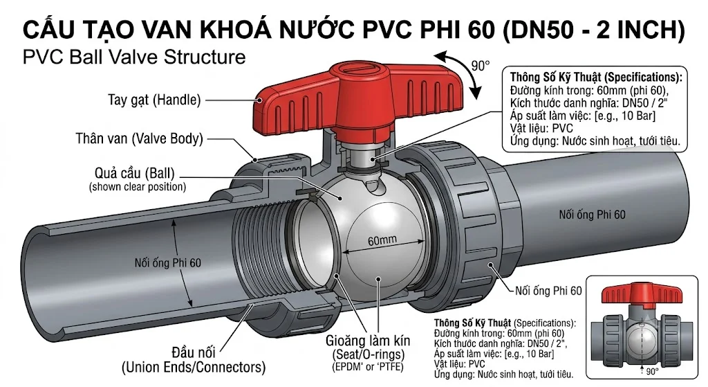 Ưu điểm của Van khóa nước Ø 60