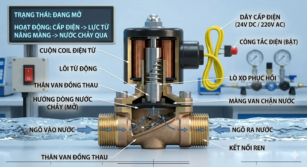 Nguyên lý hoạt động của van mở bằng điện