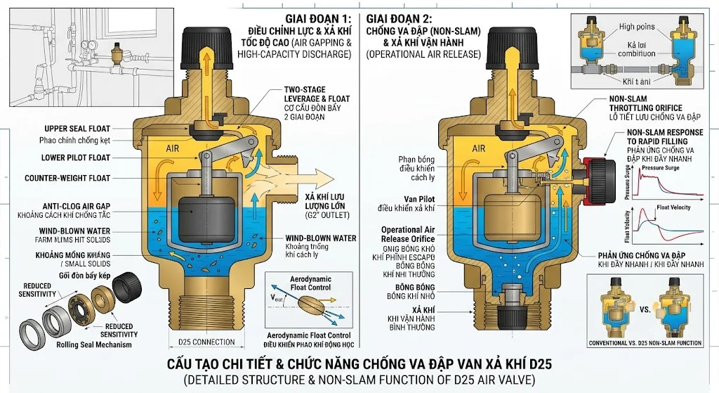 Các loại van xả khí D25 phổ biến