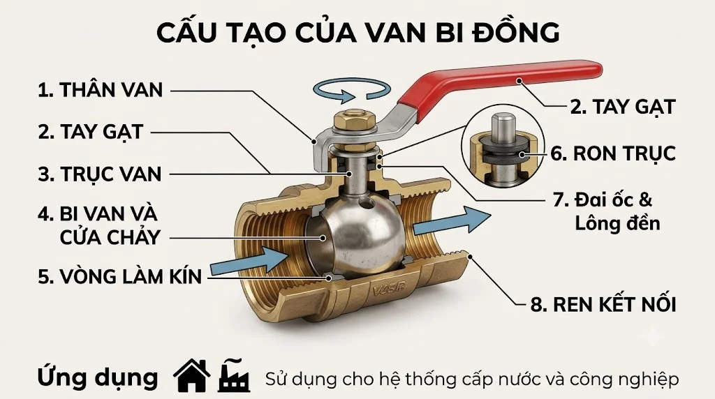 Nguyên lý hoạt động của Brass Ball Valve with Red Handle