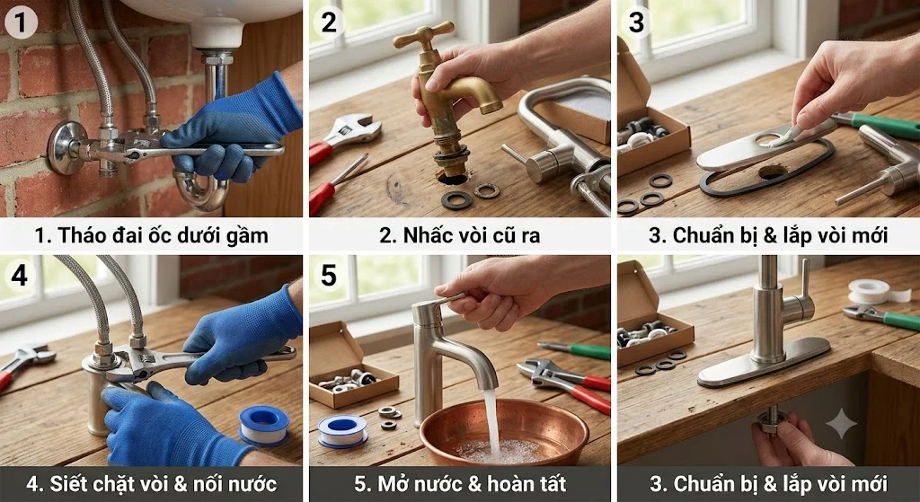 Dụng cụ cần chuẩn bị trước khi sửa vòi nước bằng đồng