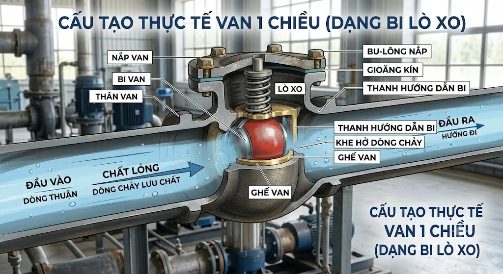Nguyên lý hoạt động của Van 1 chiều