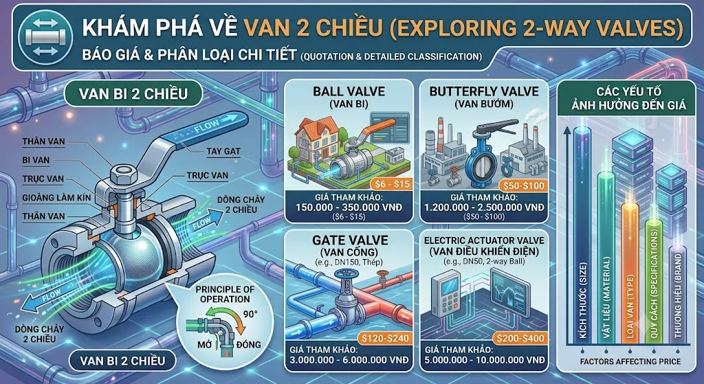 Khoảng giá van 2 chiều trên thị trường