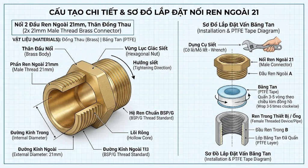 Cấu tạo của Nối ren 21