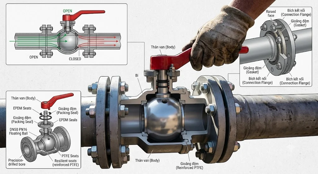 Thông số kỹ thuật của van PN16 DN 50
