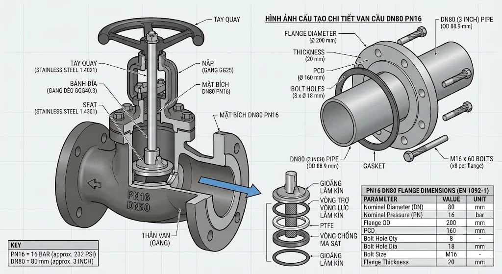 Các loại van PN16 DN 80 phổ biến