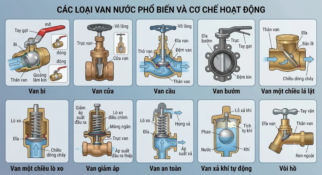Types of Water Valve gồm những loại nào?