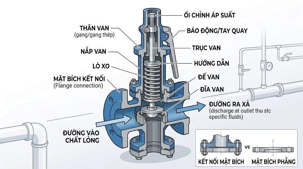 Cấu tạo của Van an toàn của mặt bích