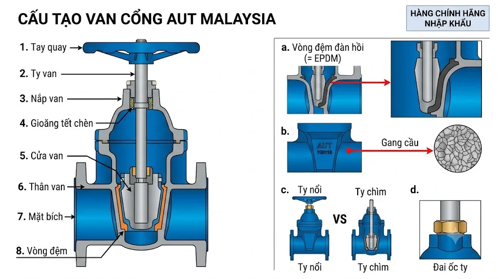 Cấu tạo của Van cổng Malaysia
