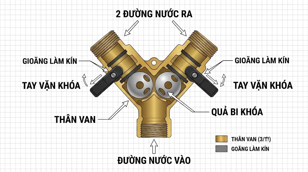 Ưu điểm của Van chia 2 đường nước có khóa