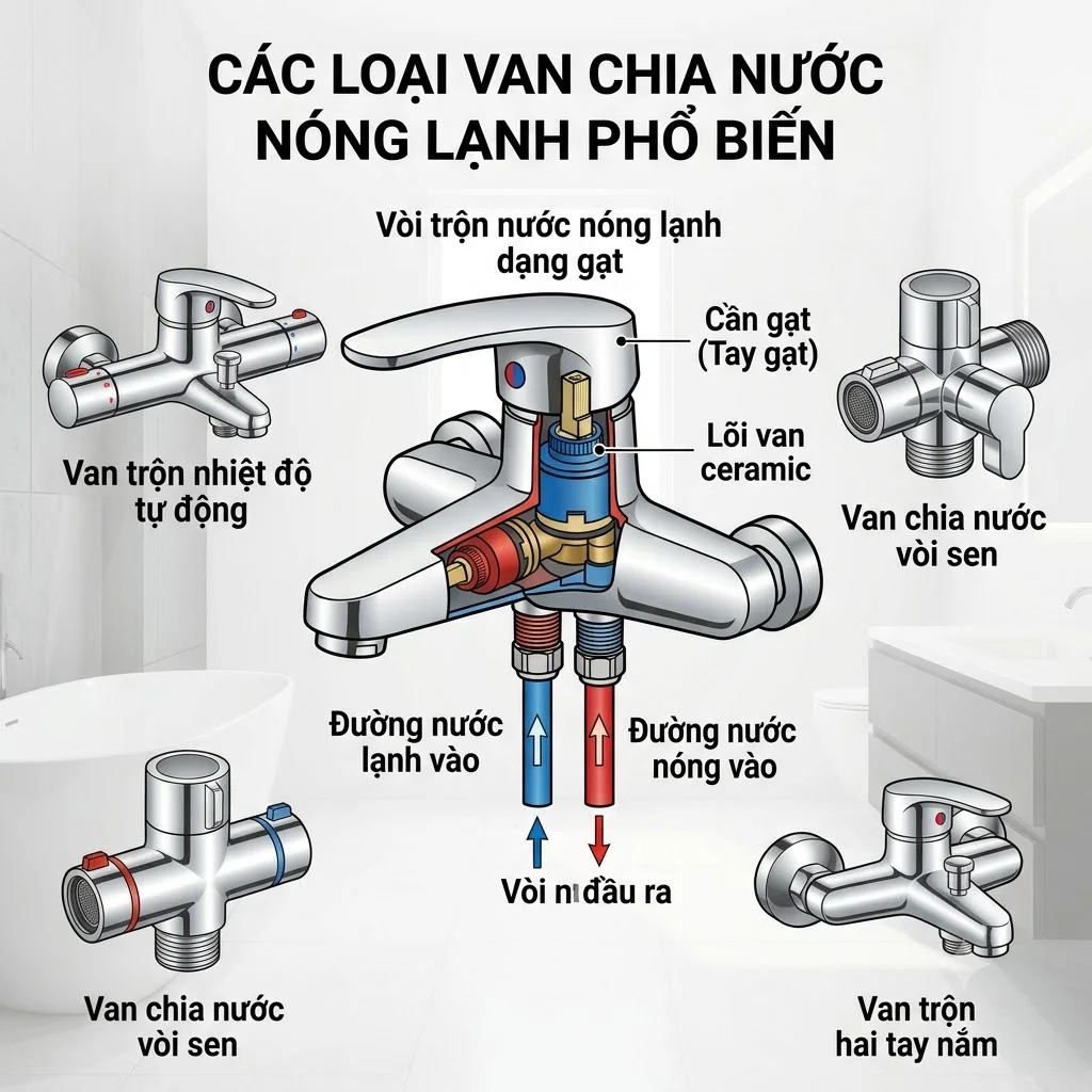 Cấu tạo của Van chia nước nóng lạnh