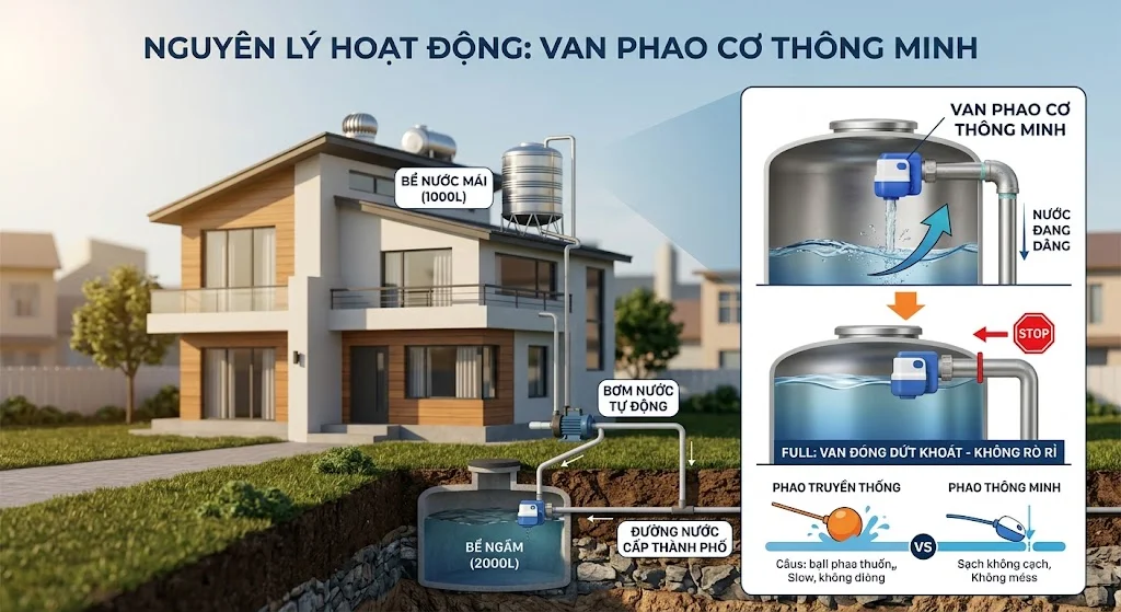 Nguyên lý hoạt động của van phao cơ thông minh