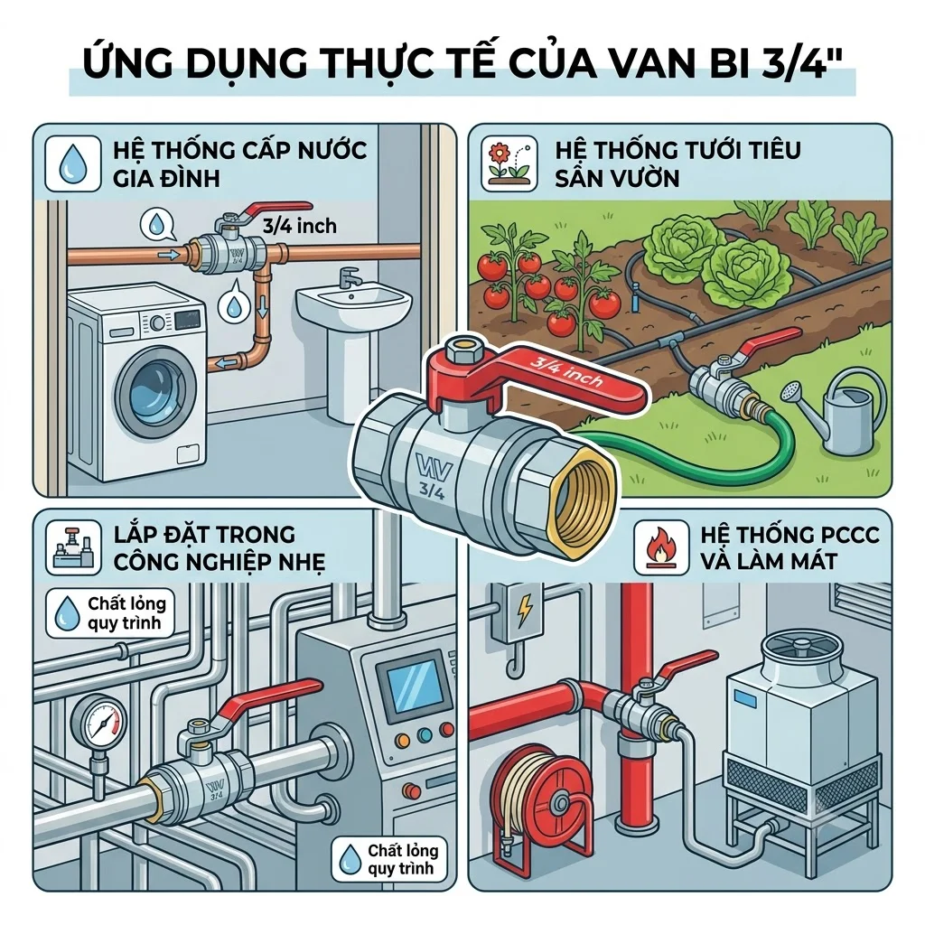 Ứng dụng của 3/4 Ball Valve