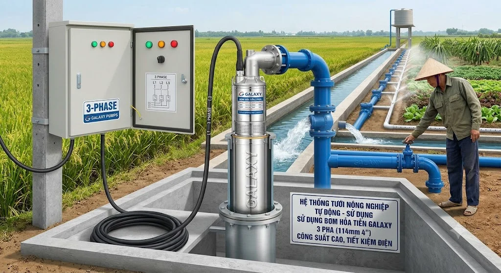 Bơm hỏa tiễn Galaxy 5,5HP 3 pha