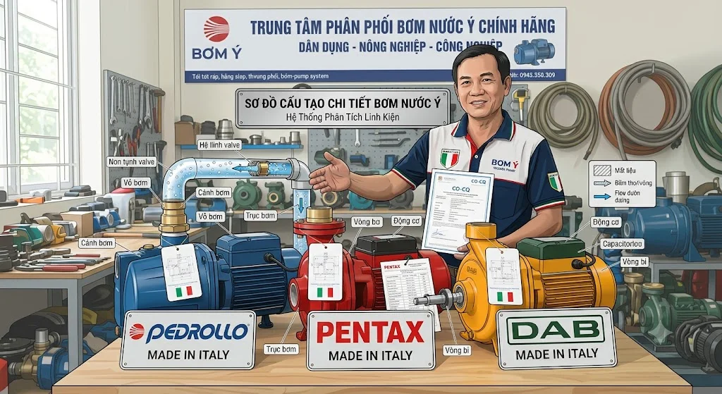 Các loại bơm nước Ý phổ biến